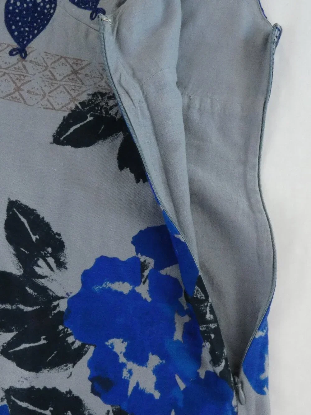 Free People Dress Womens 6 Blue Floral Print Frock Shift Mini Lined Size Zip